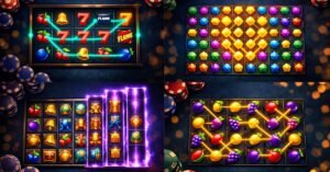 Ways to win in slots — 4 proven systems including cluster pays, expanding reels, pay-anywhere, and adjacent ways shown on a modern slot grid