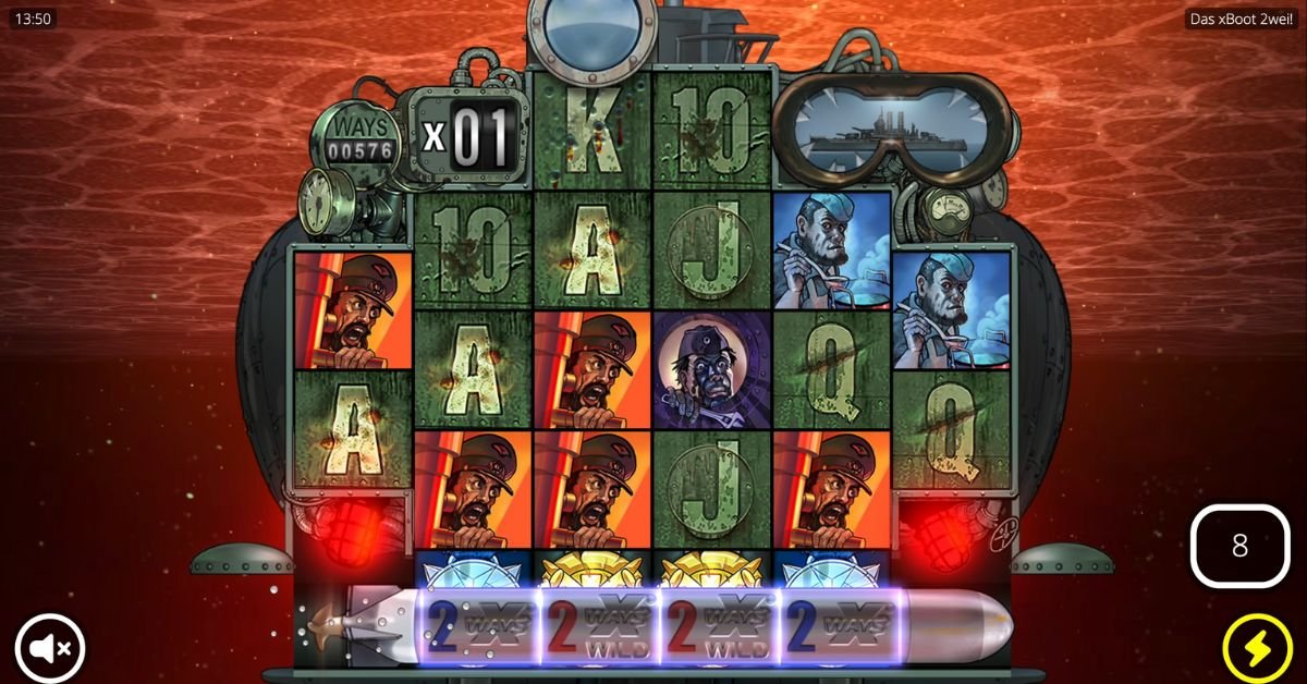 Das xBoot 2wei Torpedo Builder with torpedo tube loading under reels 2-5 — xWays and Wild parts collecting before torpedo launch