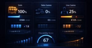 game contribution rates casino bonus explained with slots and table games comparison