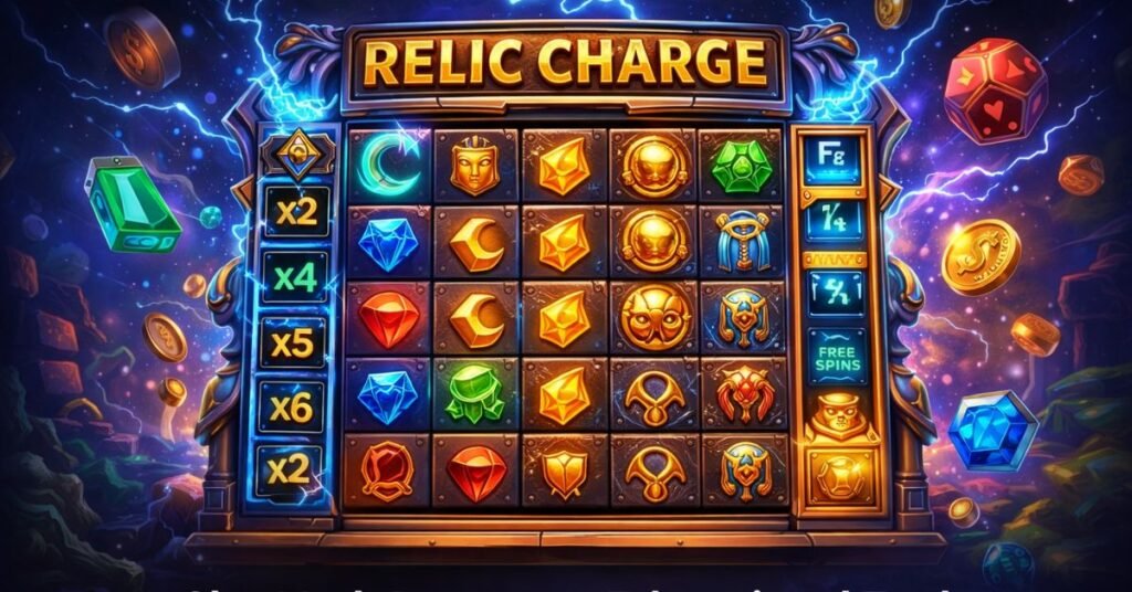 Relic Charge slot math prototype educational tool for understanding slot design, RTP and volatility