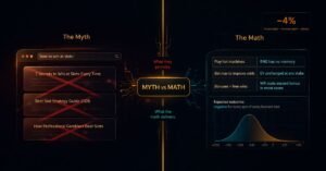 how to win at slots myth — search results page showing generic tips crossed out, replaced by honest mathematical analysis