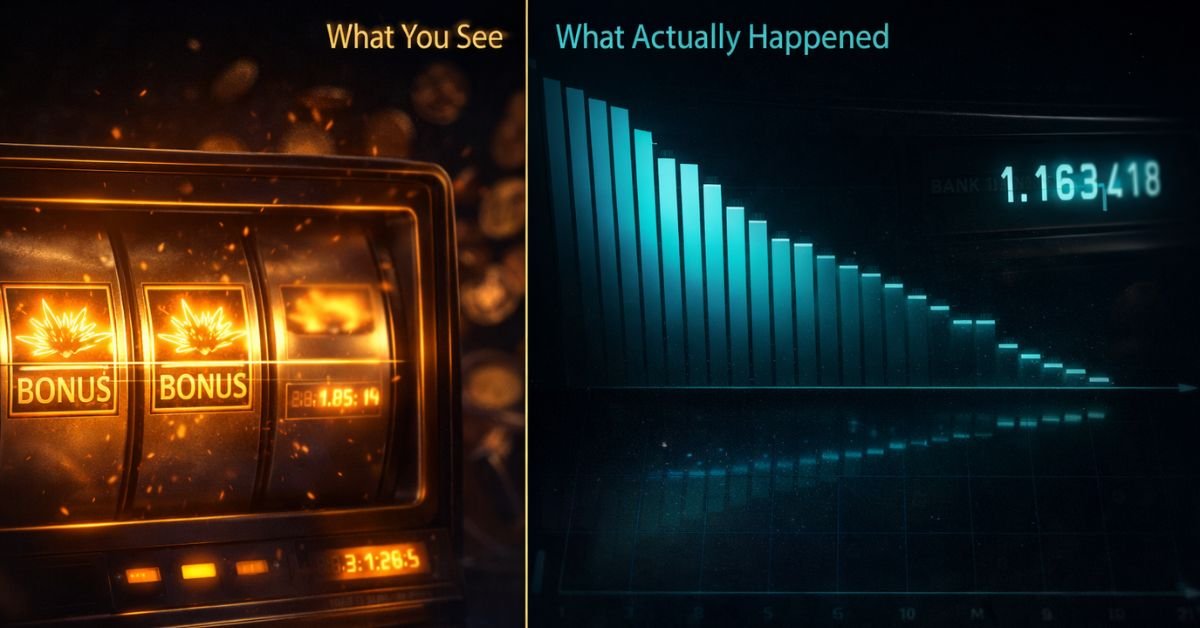 losses disguised as wins slot showing win animation with falling balance