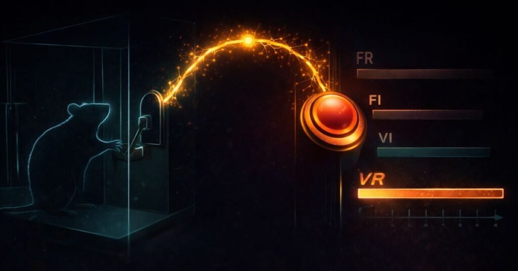 variable ratio reinforcement in slots — 4 reinforcement schedule bars showing VR as highest persistence